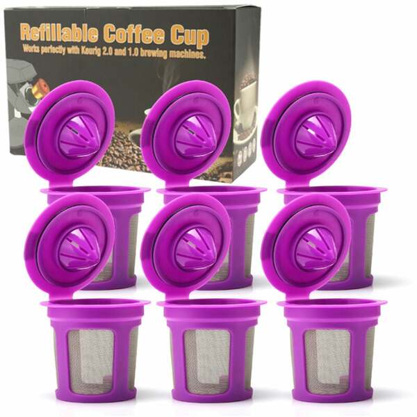 Bild 1 von Lifcausal - Kaffeekapseln Tasse Nachfüllbar Wiederverwendbare Kaffeefilter Vergrößertes Maschensieb Großer Einlass mit Bürste und Löffel Ersatz für