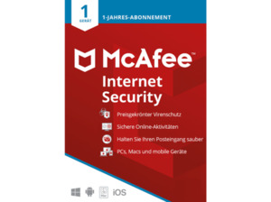 McAfee Internet Security 1 Gerät, Jahr, Code in einer Box - [PC, iOS, Mac, Android] [Multiplattform]