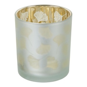 Teelichthalter im Ginkgo-Design, ca. 7x7x7,8cm