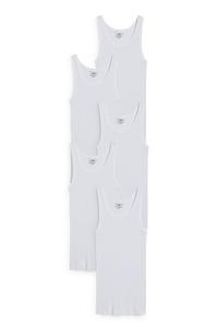 C&A Multipack 5er-Unterhemd-Doppelripp-Bio-Baumwolle, Weiß, Größe: S