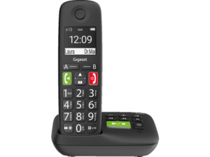 GIGASET Gigaset E290A, schnurloses DECT-Telefon mit Anrufbeantworter, Schwarz