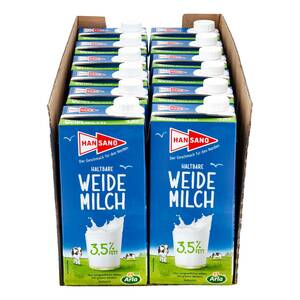 Hansano haltbare Weidemilch 3,5% 1 Liter, 12er Pack