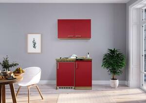 Miniküche in Rot/Eiche Sonoma inkl. E-Geräte