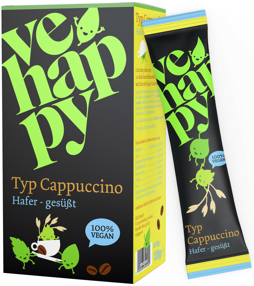 Bild 1 von vehappy Typ Cappuccino Hafer gesüßt 8ST 128G