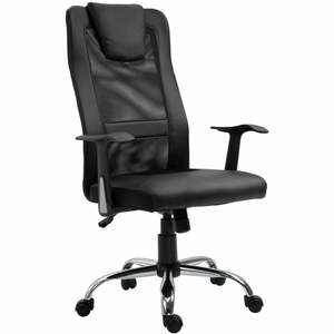 Bürostuhl Drehstuhl höhenverstellbar Chefsessel Schreibtischstuhl ergonomisch PU schwarz 66 x 73 x 108-118 cm - Vinsetto