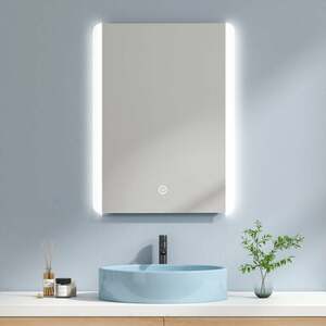 LED Badezimmerspiegel 80x60cm Badspiegel mit Kaltweißer Beleuchtung Touch-schalter und Beschlagfrei - Emke