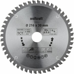Wolfcraft Kreissägeblatt Ø 216 mm, Bohrung Ø 30 mm