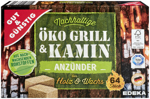 Gut & Günstig Öko Grill & Kamin Anzünder aus Holz & Wachs 64ST