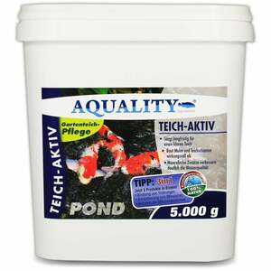 Gartenteich Teich-Aktiv 3in1 (Langfristig klarer Gartenteich - baut Mulm und Teichschlamm ab - verbessert deutlich die Wasserqualität) 5 kg - Aquality