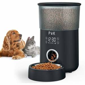 P&k - Automatischer Futterautomat Futterspender Trockenfutterspender 4 Liter Futternapf Futterstation für Hund oder Katze, schwarz