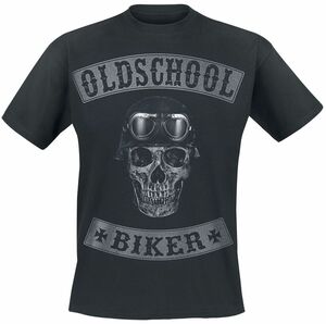 Oldschool Biker Skull  T-Shirt schwarz