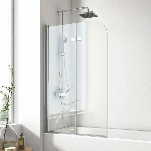 Bild 1 von Emke - 120x140cm Duschtrennwand für Badewanne Faltwand Duschabtrennung Badewannenaufsatz NANO einfach-Reinigung Beschichtung - 120x140cm