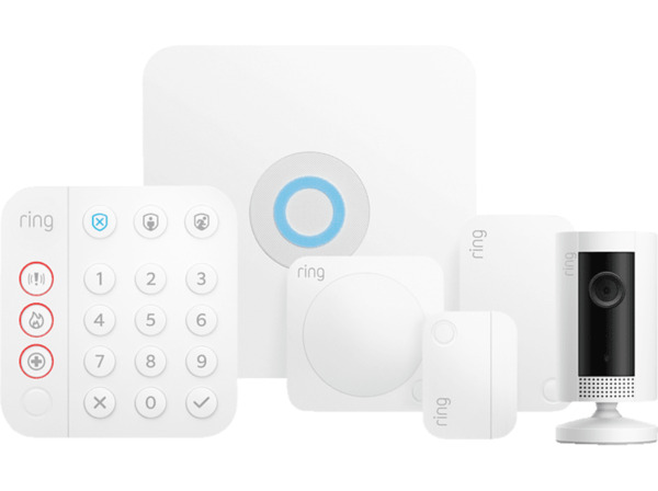 Bild 1 von RING Alarm Security Kit, 5-teilig (2. Gen.) + Indoor Cam Überwachungssystem, Weiß
