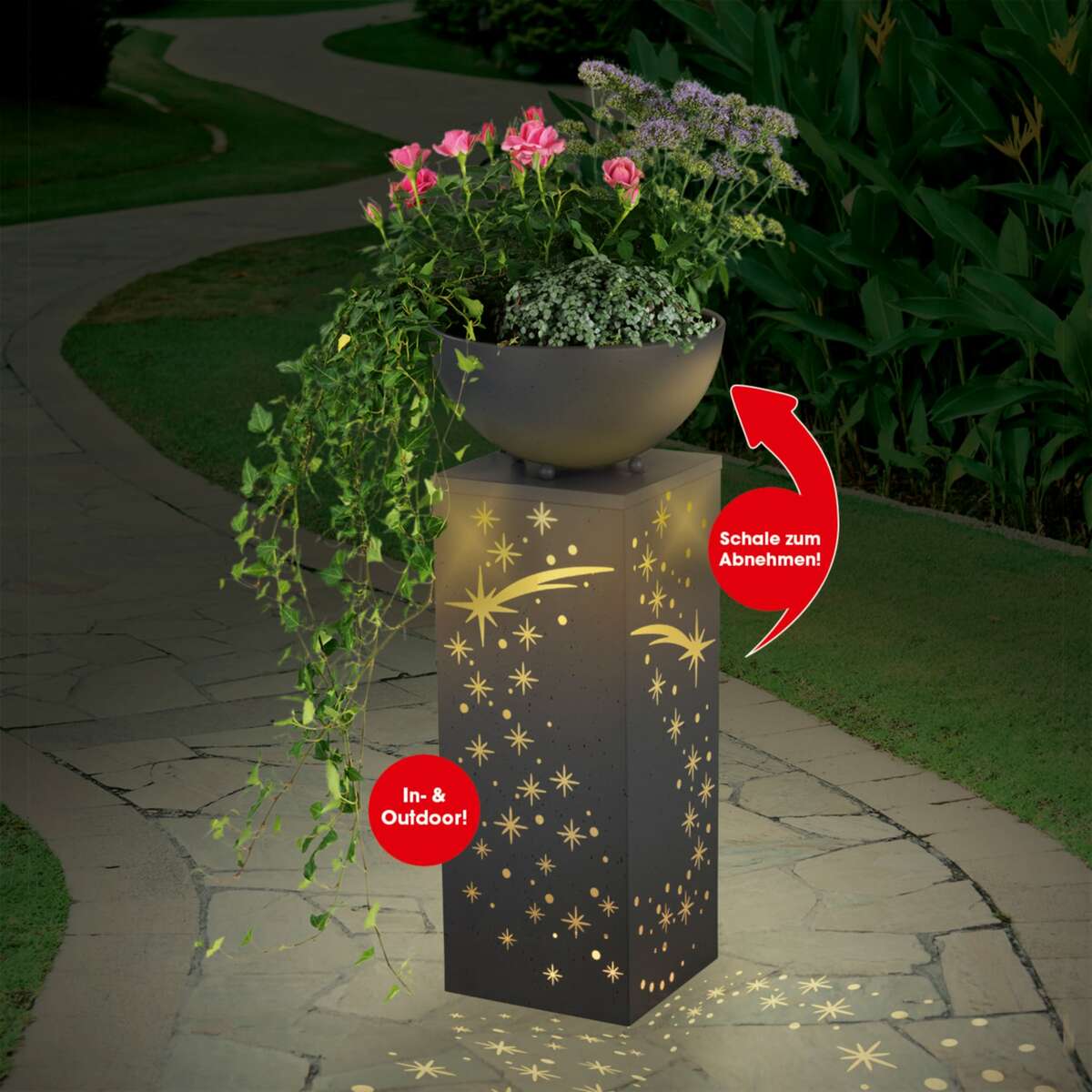 Bild 1 von EASYmaxx LED-Dekosäule Beton-Optik 59cm mit Pflanzschale