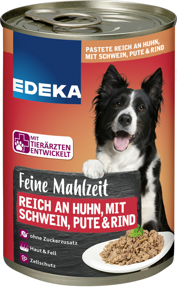 Bild 1 von EDEKA Feine Mahlzeit Hund Reich an Huhn mit Schwein, Pute & Rind 400G