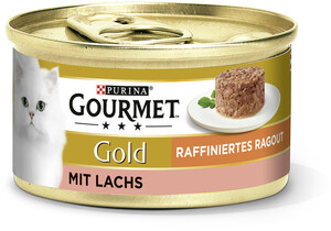 Purina Gourmet Gold Raffiniertes Ragout Lachs Katzenfutter nass 85G