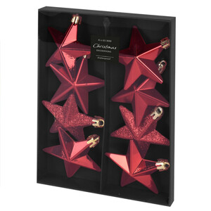 Weihnachtskugel-Set in Sternenform 8-teilig 6,5 cm in verschiedenen Farben