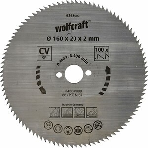 Wolfcraft Kreissägeblatt Ø 160 mm, Bohrung Ø 20 mm