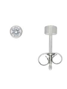 1 Paar  Edelstahl Ohrringe / Ohrstecker mit Zirkonia Ø 3,5 mm 1001 Diamonds Silber