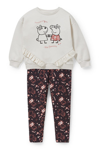 C&A Peppa Wutz-Set-Sweatshirt und Thermoleggings-2 teilig, Weiß, Größe: 92