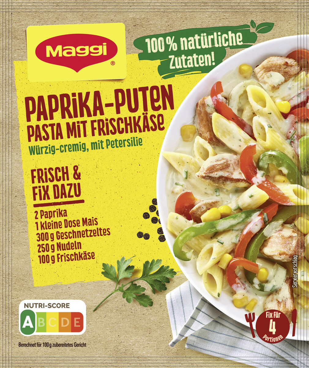 Bild 1 von Maggi Fix Paprika Puten-Pasta mit Mais und Frischkäse 42 g