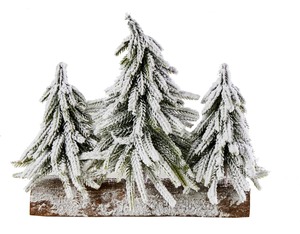 Tarrington House Weihnachtsbaum mit Holzsockel, beschneit, 27 x 28 x 16 cm