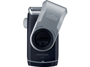BRAUN Mobile Shaver M90 Rasierer Silber/Schwarz (Vibrierende Scherfolien Reinigungsstation: Nein)