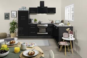Eckküche mit Geräten 260x200 cm Schwarz