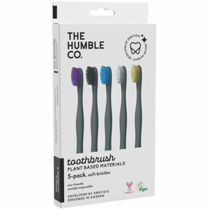 The Humble Co. Zahnbürsten aus Maisstärke, 5er Pack (soft, gemischte Farben)