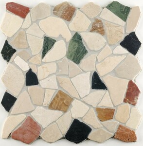 Bruchmosaik
, 
Marmor, multicolor, 30 x 30 cm, auf Netz