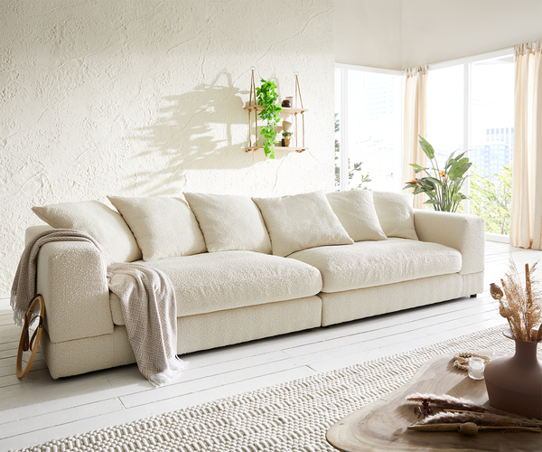 Bild 1 von Big-Sofa Justo 310x110 cm Bouclee Creme-Weiß