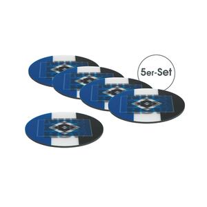 HSV Untersetzer 3D 5er-Set 10,5x10,5cm blau/weiß/schwarz mit Logo