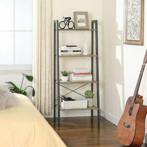 Songmics - VASAGLE Standregal, Bücherregal, Leiterregal mit 4 Ebenen, Metall, stabil, einfache Montage, für Wohnzimmer, Schlafzimmer, Küche,