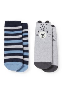 C&A Multipack 2er-Baby-Anti-Rutsch-Socken, Grau, Größe: 15-17