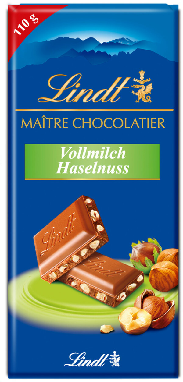 Bild 1 von Lindt Maitre Chocolatier Vollmilch Haselnuss 110G