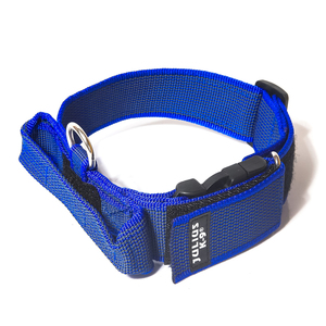 JULIUS-K9 Halsband mit Griff 40mm blau/ grau