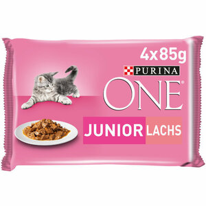 Junior Kittenfutter nass zarte Stückchen in Sauce Lachs 48x85g