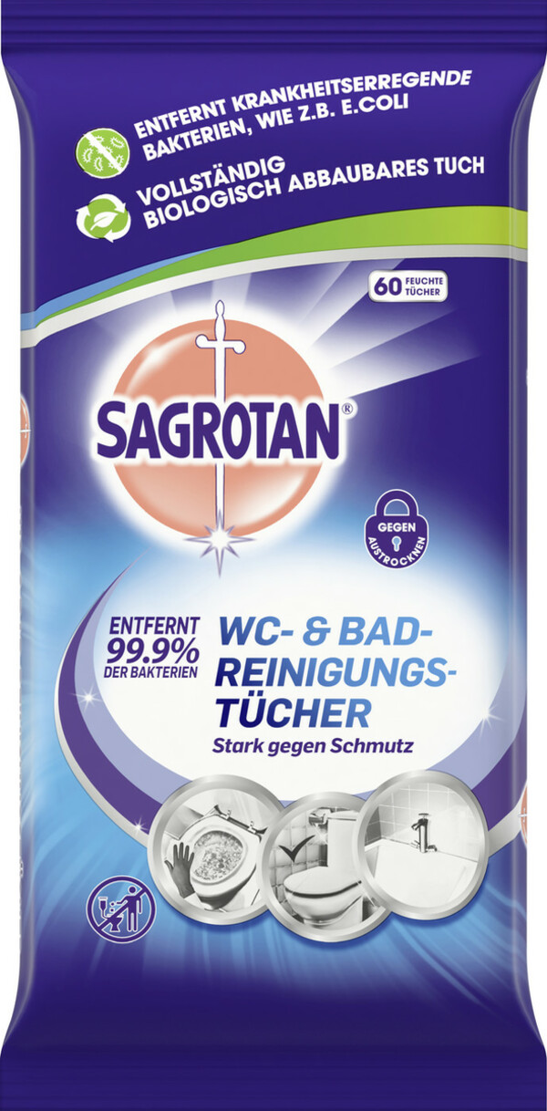 Bild 1 von Sagrotan WC- & Bad-Reinigungstücher 60ST