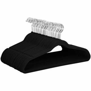 100 Stück Kleiderbügel Anti-Rutsch Anzugbügel mit Rutschfeste Samt Oberfläche Garderobenbügel, schwarz - Schwarz - Yaheetech