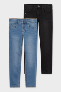 C&A Multipack 2er-Slim Jeans-Jog Denim-extra-weiter Bund, Blau, Größe: 158