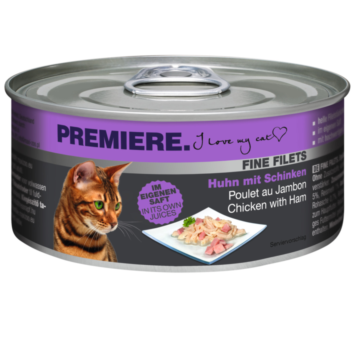 Bild 1 von PREMIERE Fine Filets Naturell 12x80g Huhn mit Schinken