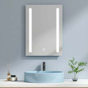 EMKE LED Badspiegel 50x70cm Badezimmerspiegel mit Kaltweißer Beleuchtung Touch-schalter und Beschlagfrei - 50x70cm | Kaltweißes Licht + Touch +