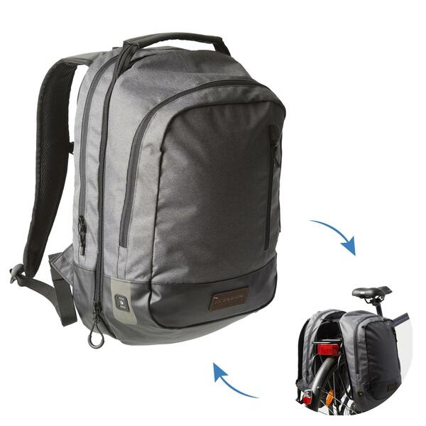 Bild 1 von Fahrradtasche Gepäcktasche Rucksack 500 25 Liter grau/schwarz