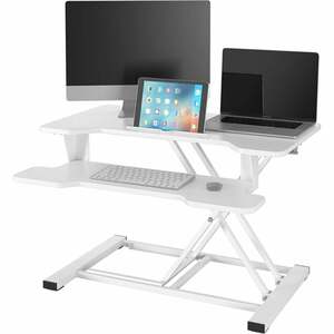 Sitz Steh Schreibtisch höhenverstellbar Sit Stand Workstation Schreibtischaufsatz Desktop Steharbeitsplatz mit Abnehmbarer Tastaturablage fürs Büro