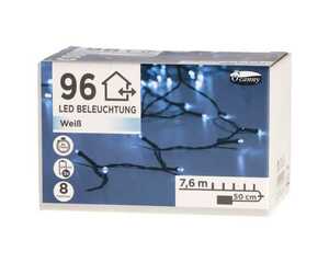 O'canny Outdoor LED-Lichterkette kaltweiß mit Timer & 8 Funktionen 7,60 m 96er