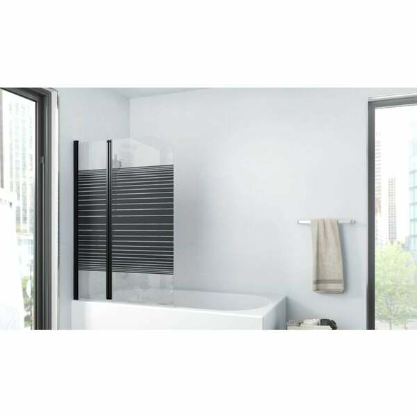 Bild 1 von Marwell - Badewannenfaltwand Black Lines 100 x 140 cm – matt schwarz - 2-teilig faltbar - Badewannenaufsatz – Duschtrennwand – Duschabtrennung für