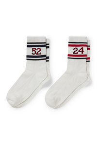 C&A CLOCKHOUSE-Multipack 2er-Socken mit Motiv-Zahl, Weiß, Größe: 39-42
