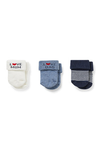 C&A Multipack 3er-Mom and Dad-Baby-Socken mit Motiv-Winter, Weiß, Größe: 10-11