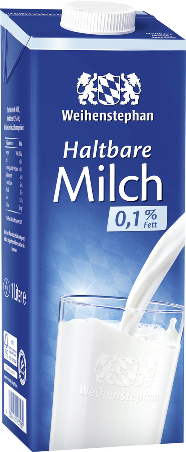 Bild 1 von Weihenstephan Haltbare Milch 0,1% Fett 1L