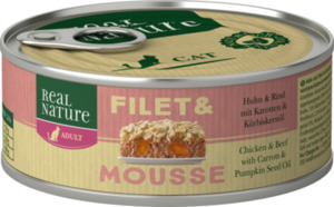 REAL NATURE Filet & Mousse Adult 6x85g Huhn & Rind mit Karotten & Kürbiskernöl